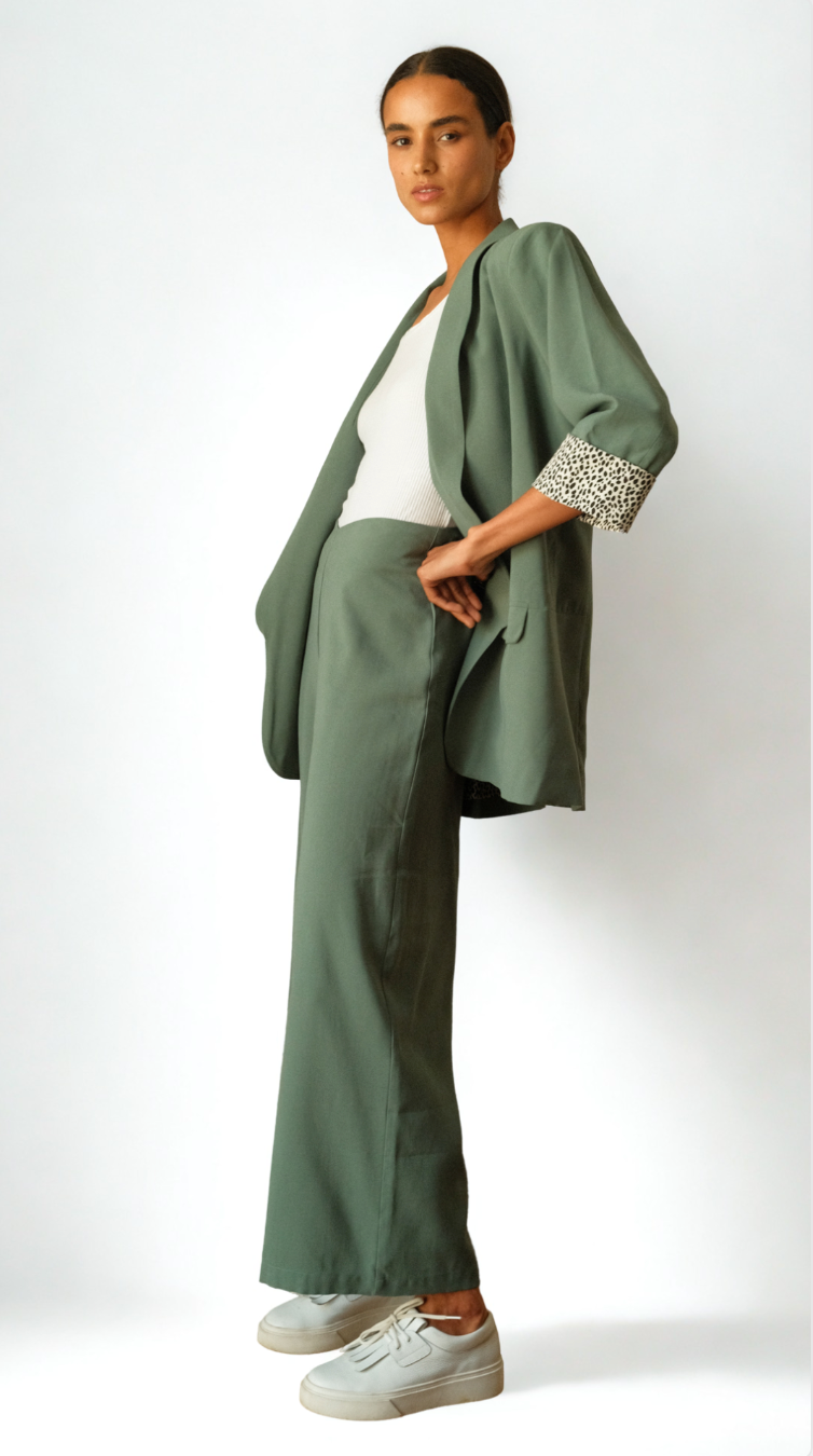 PANTALÓN PALAZO TENCEL VERDE