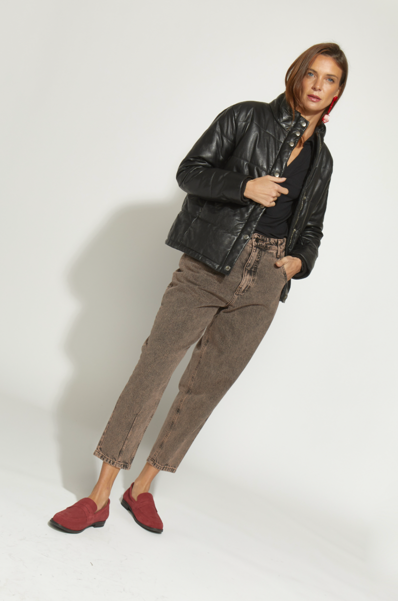 PARKA DE CUERO FLORENCIA NEGRA