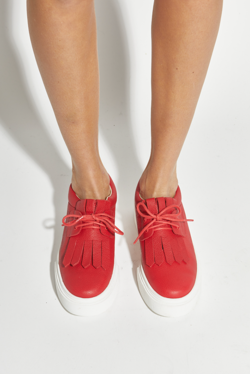 ZAPATILLA CUERO ROJA