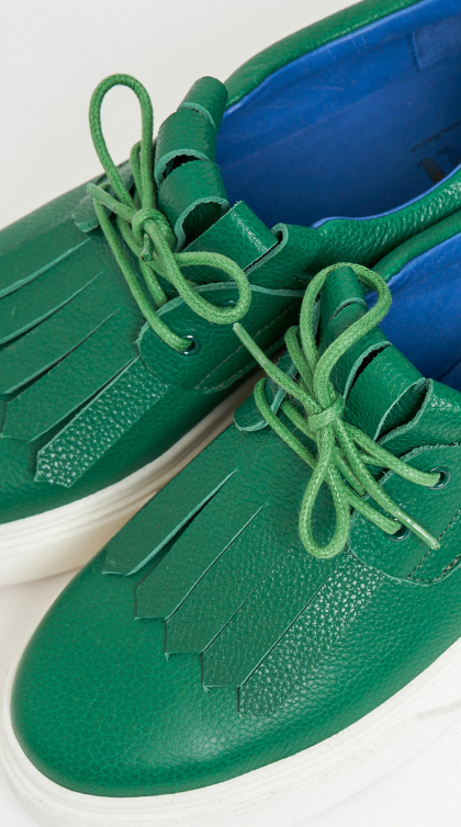 ZAPATILLA CUERO VERDE