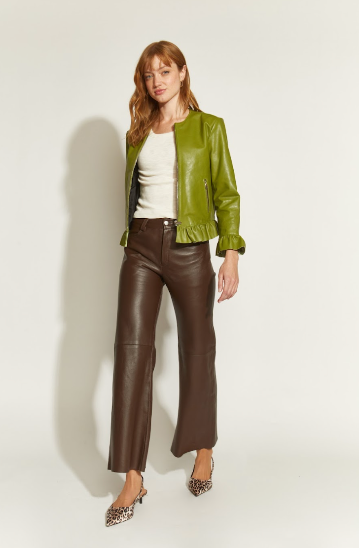 PANTALON EMA CUERO RECTO CHOCOLATE