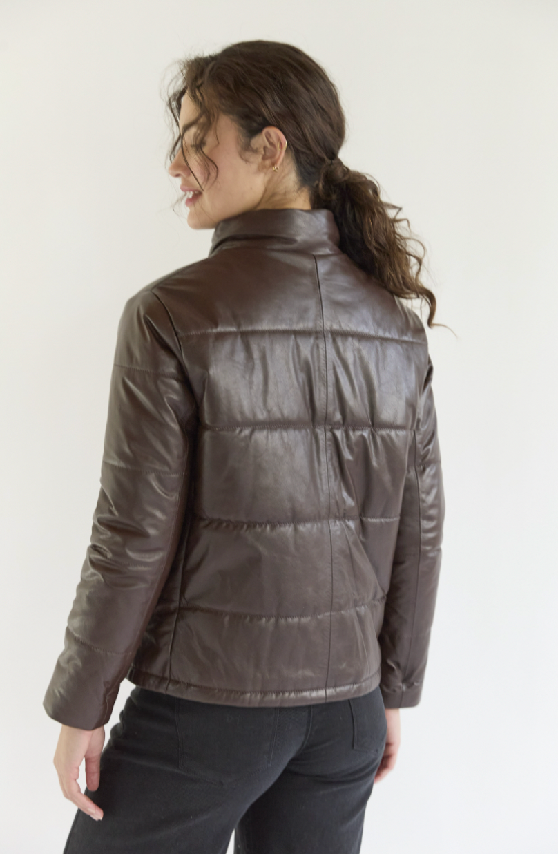 PARKA DE CUERO FLORENCIA CHOCOLATE
