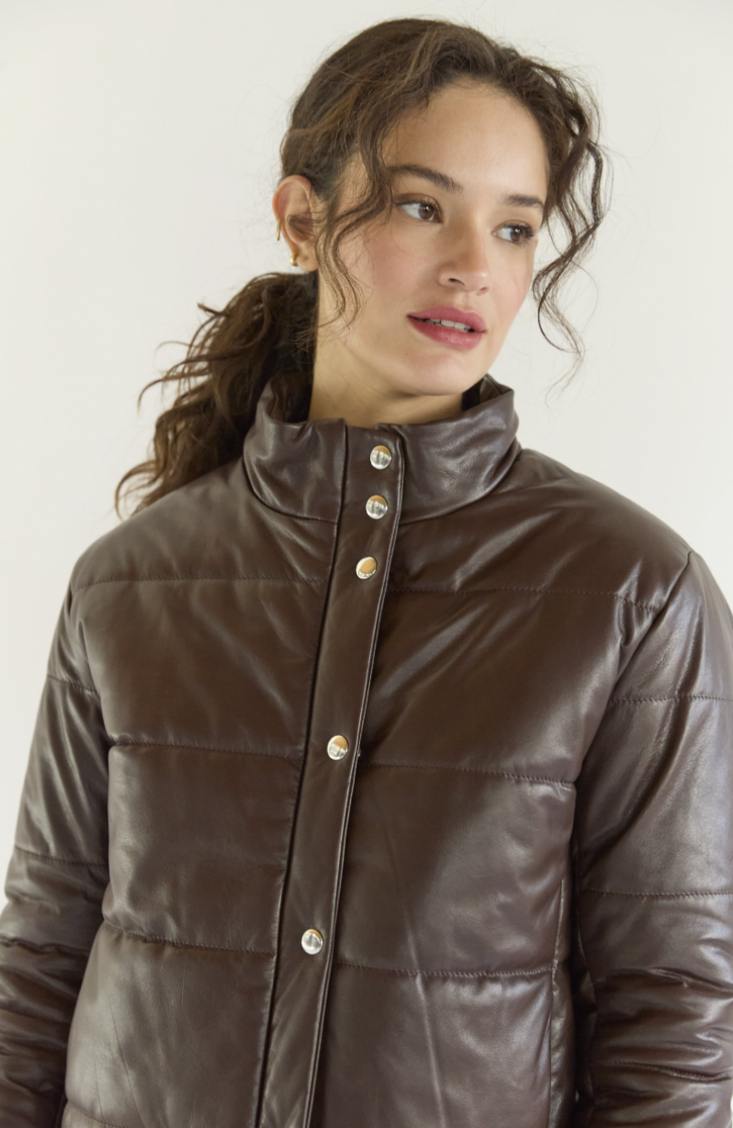 PARKA DE CUERO FLORENCIA CHOCOLATE