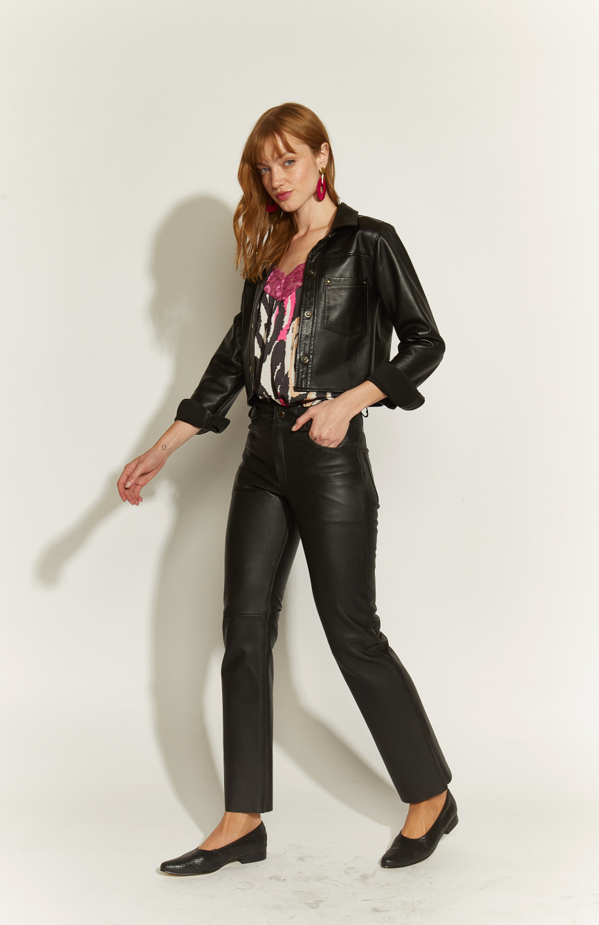 CHAQUETA DE CUERO EMILIA NEGRO