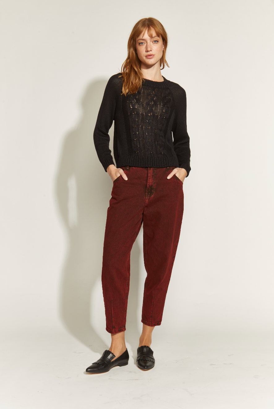 CHALECO MARÍA HILO TRENZAS NEGRO