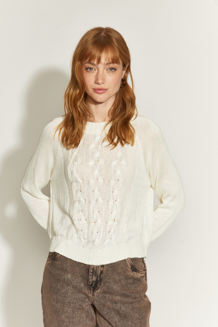 CHALECO MARÍA HILO TRENZAS BLANCO