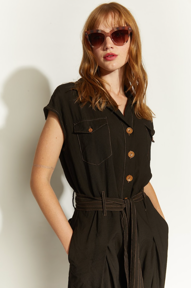 ENTERITO TENSEL BOTONES M/C PESPUNTE NEGRO