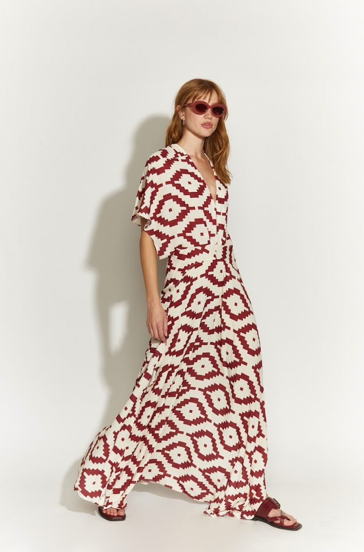 VESTIDO PEONIA BURDEO ÉTNICO