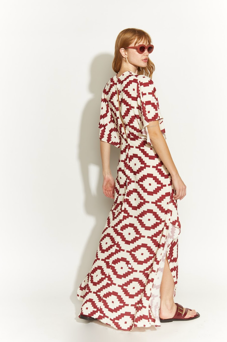 VESTIDO PEONIA BURDEO ÉTNICO