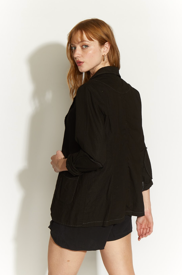 BLAZER TOMASA LINO PESPUNTE NEGRO