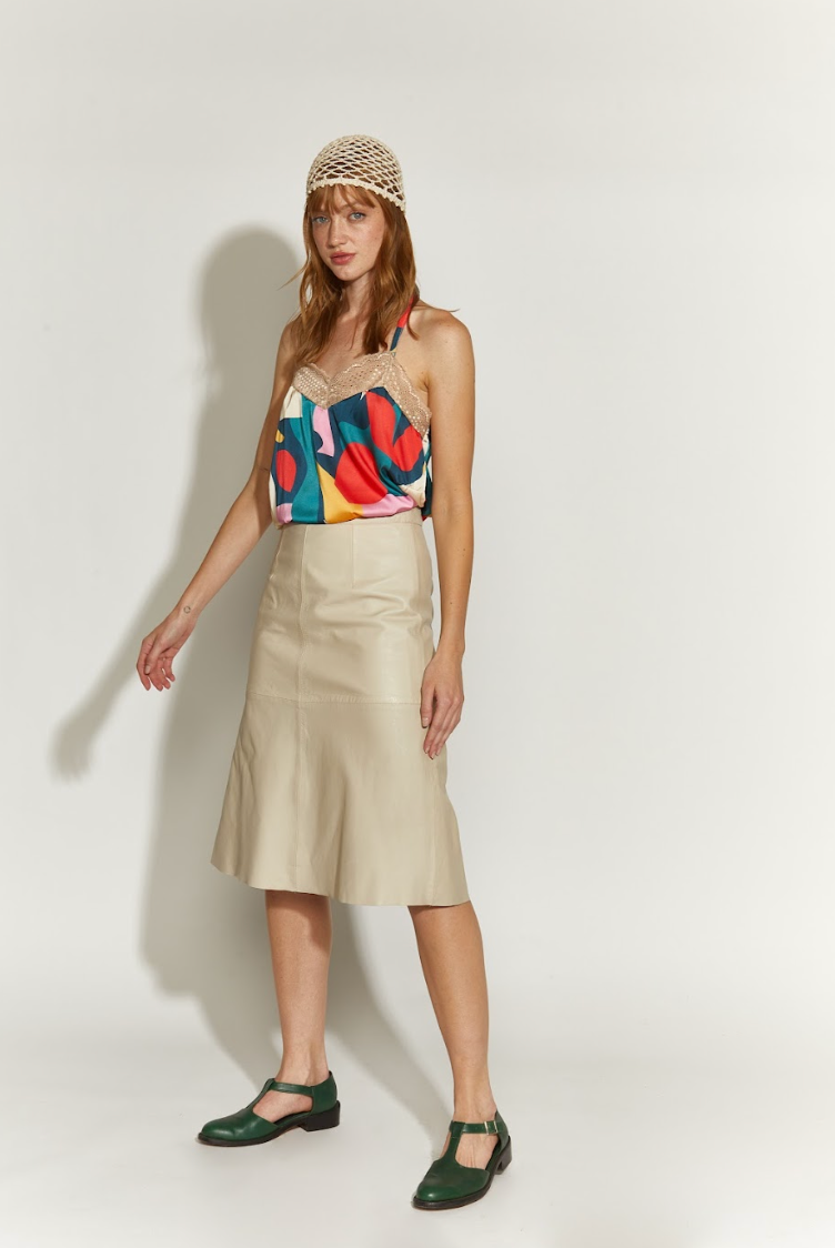 FALDA 3/4 CUERO HUESO