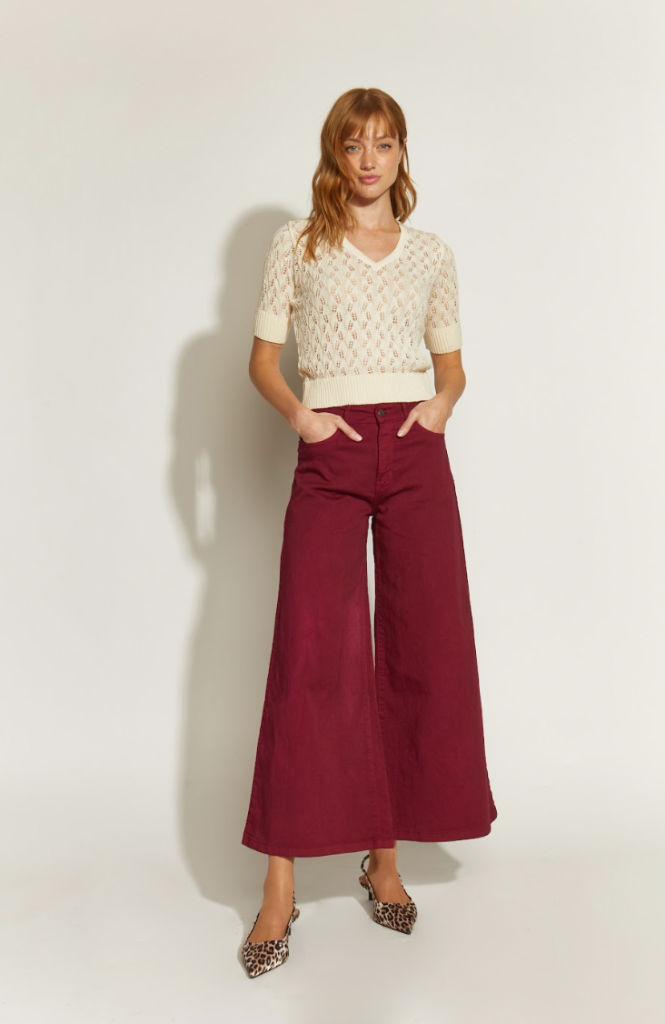 PANTALON ANCHO TOBILLO BURDEO