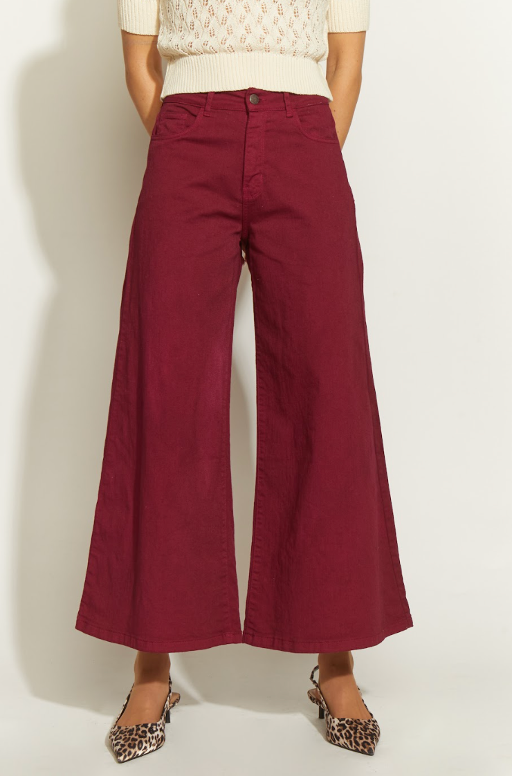 PANTALON ANCHO TOBILLO BURDEO