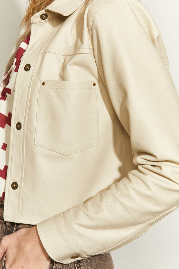 CHAQUETA DE CUERO EMILIA HUESO