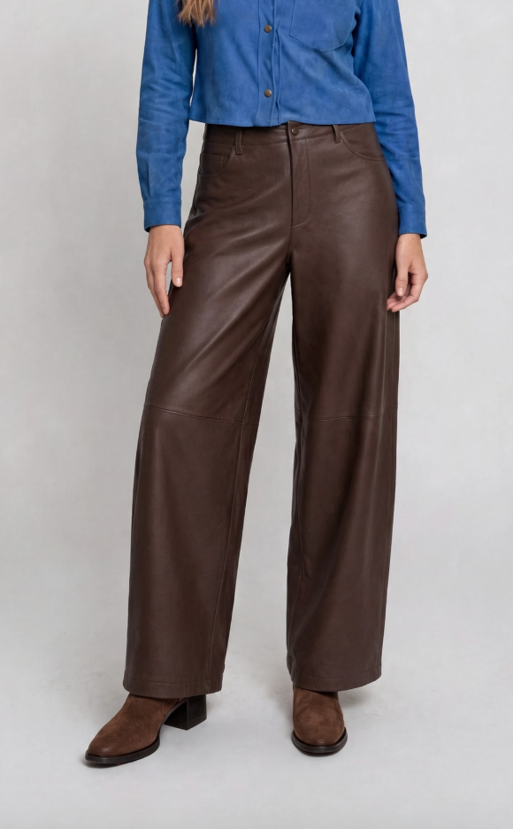 PANTALON CUERO BUGGY CHOCOLATE-10% DCTO.
