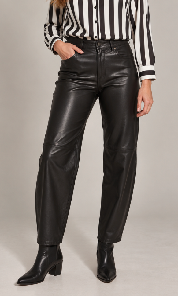 PANTALÓN CUERO BUGGY NEGRO.