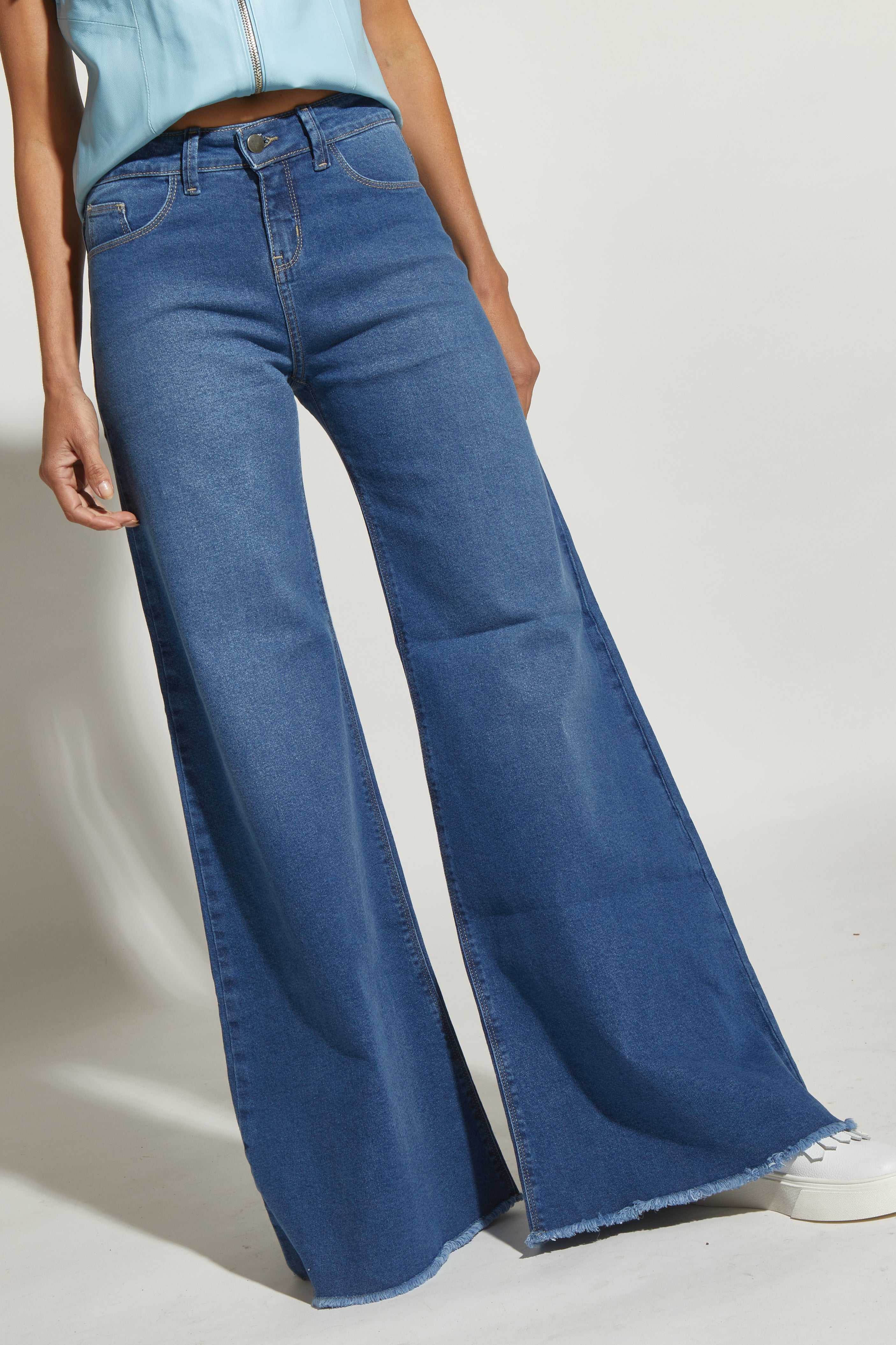 PANTALÓN PALAZO JEANS AZUL