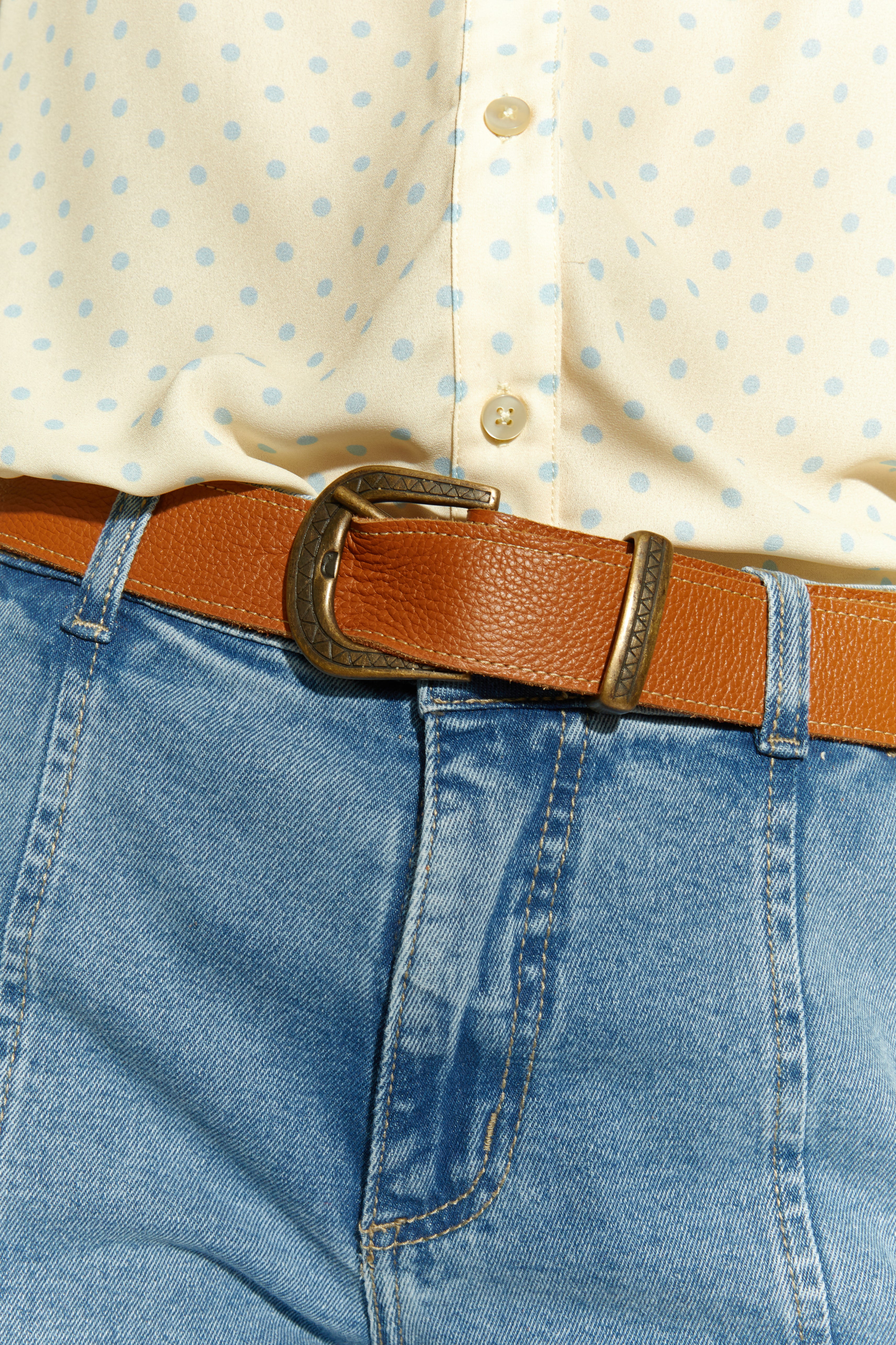 PANTALÓN JEANS CORTES AZUL