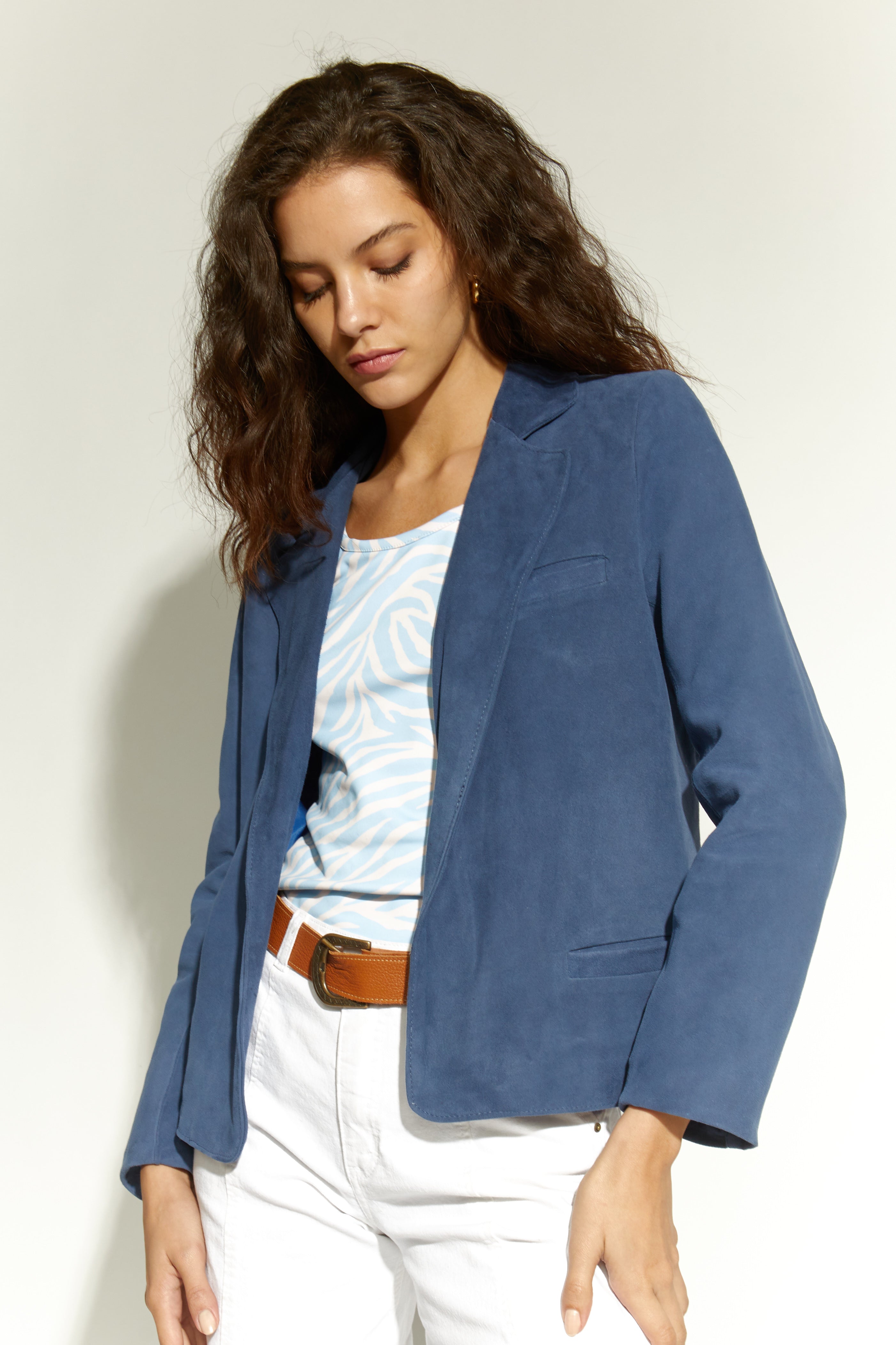BLAZER GAMUZA AZUL