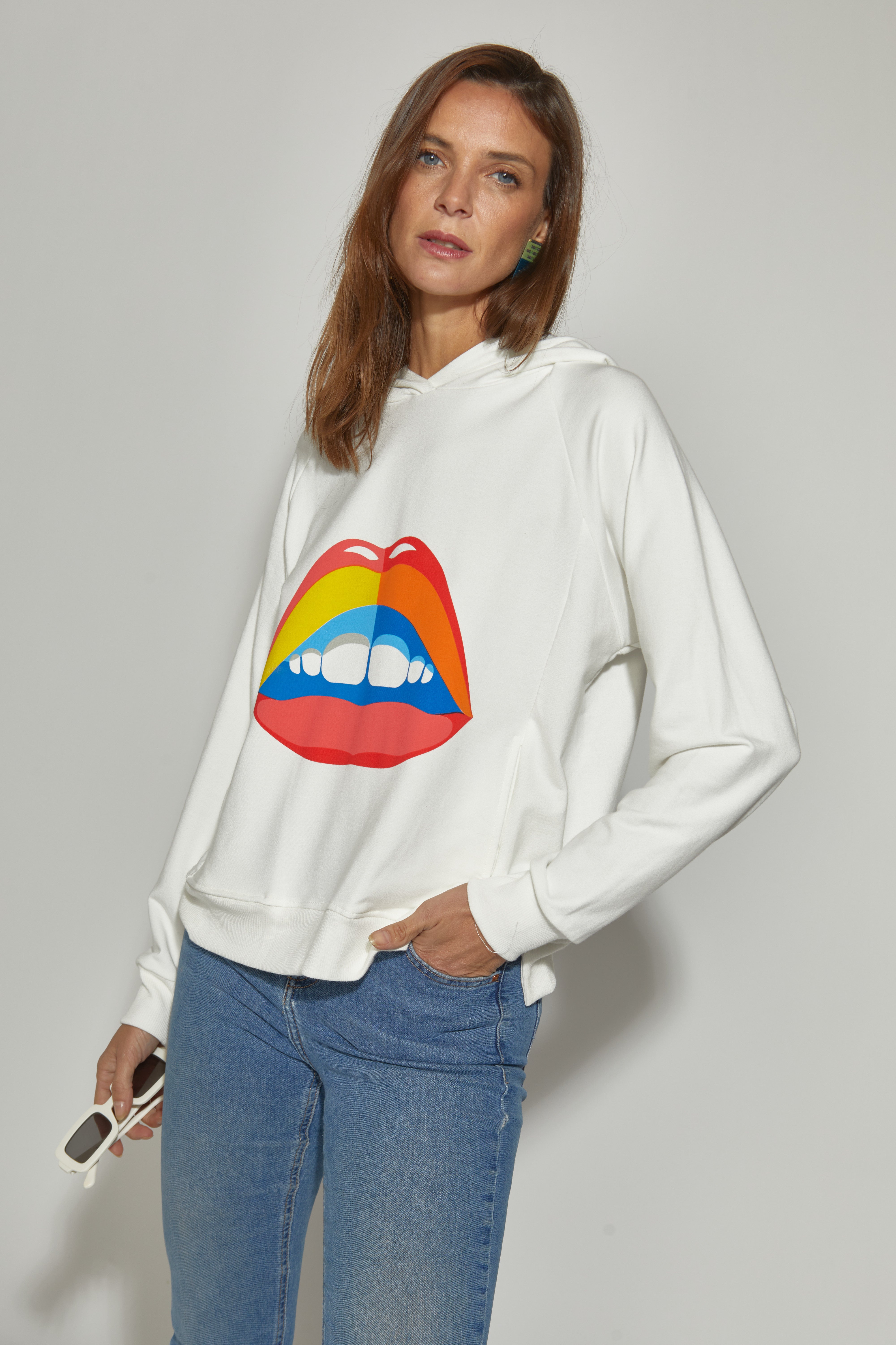 POLERON BOCA ALGODÓN CAPUCHA BOCA BLANCO