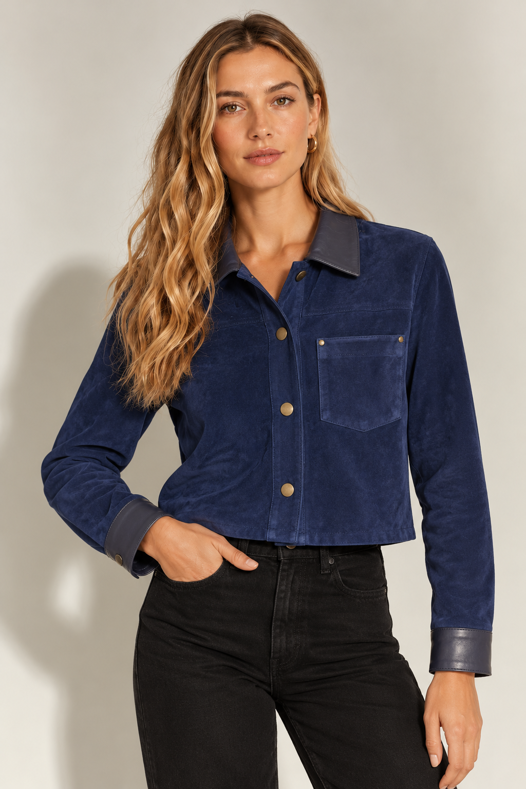 CHAQUETA DE GAMUZA EMILIA AZUL