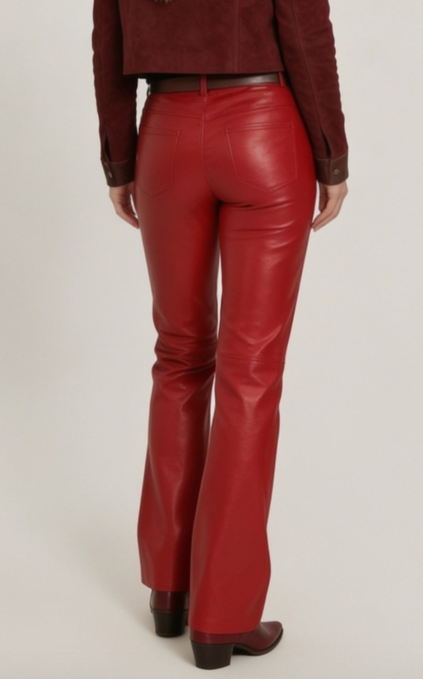 PANTALÓN CUERO FLARE ROJO ITALIANO