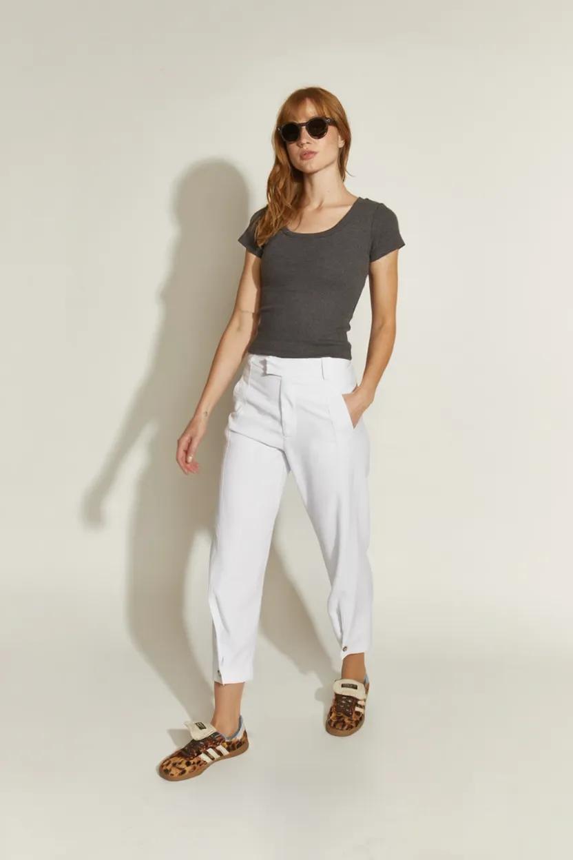 PANTALON PINZAS TENCEL BLANCO