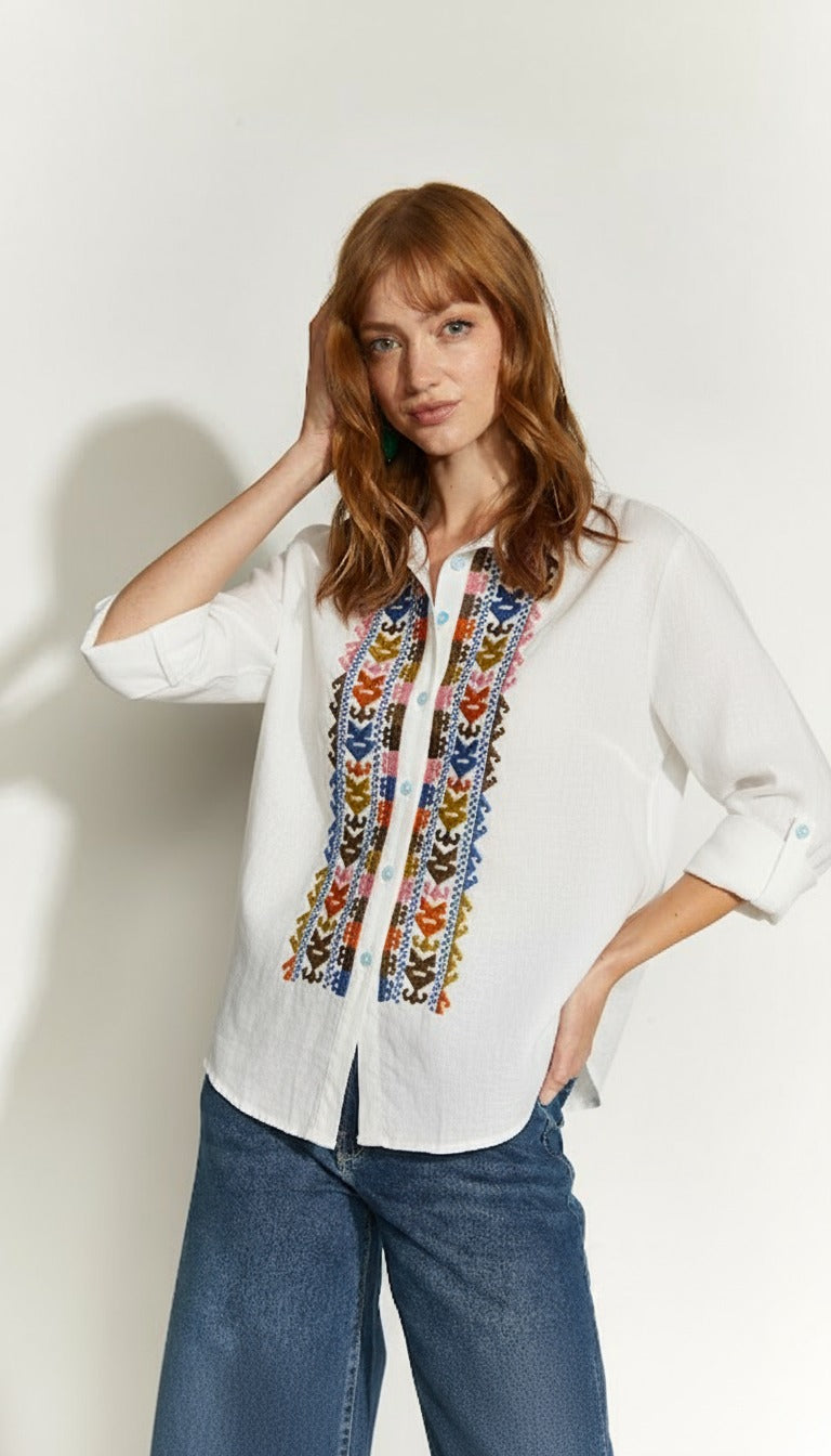 BLUSA BORDADO ETNICO HUESO