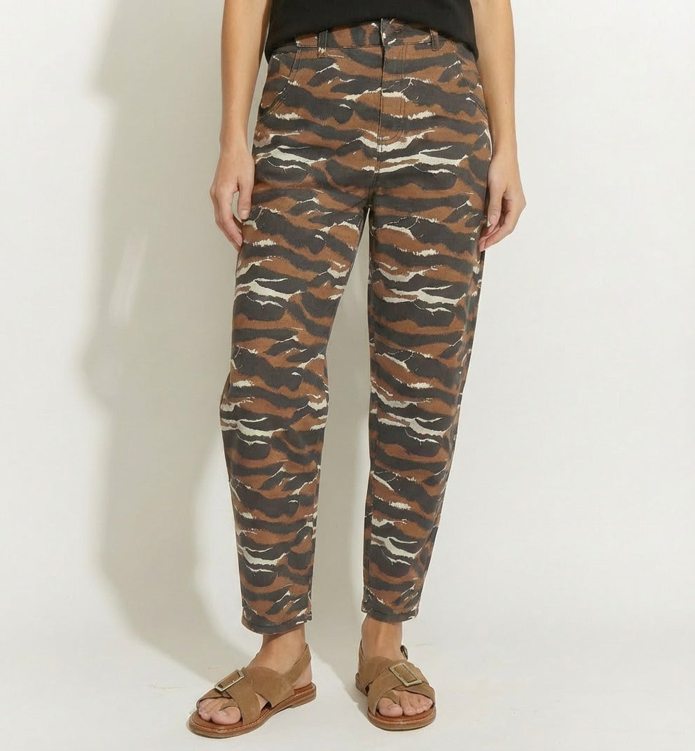 PANTALON JEANS GUDU PRINT CAMEL/NEGRO