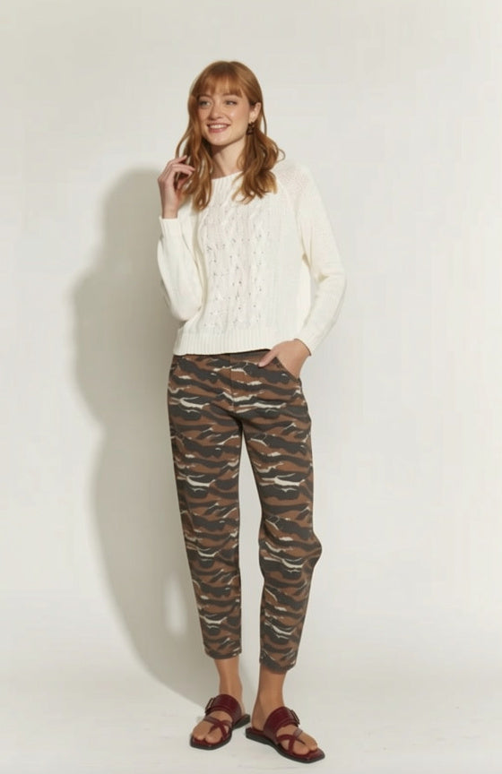 PANTALON JEANS GUDU PRINT CAMEL/NEGRO