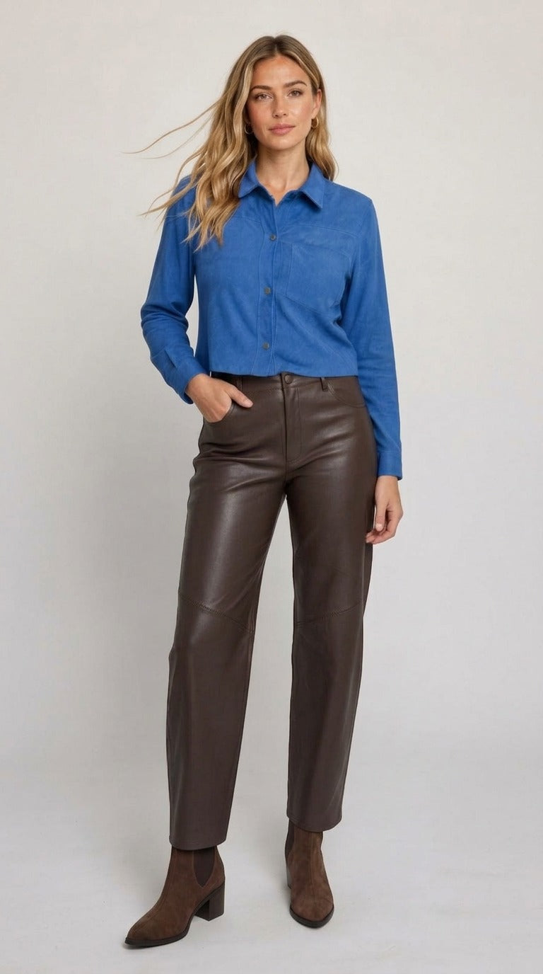 CHAQUETA DE GAMUZA EMILIA AZULINO