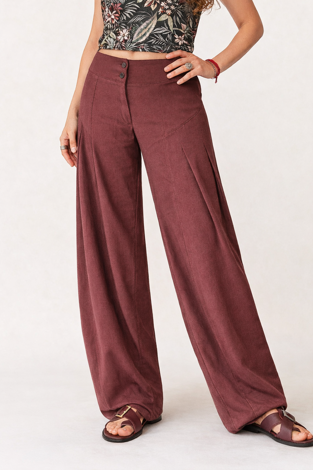 PANTALÓN LINO KIWI BURDEO