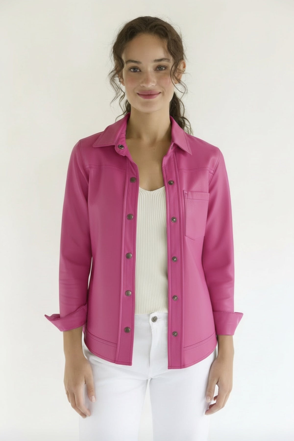 CAMISERA CUERO JIMENA FUCSIA -10% DCTO.