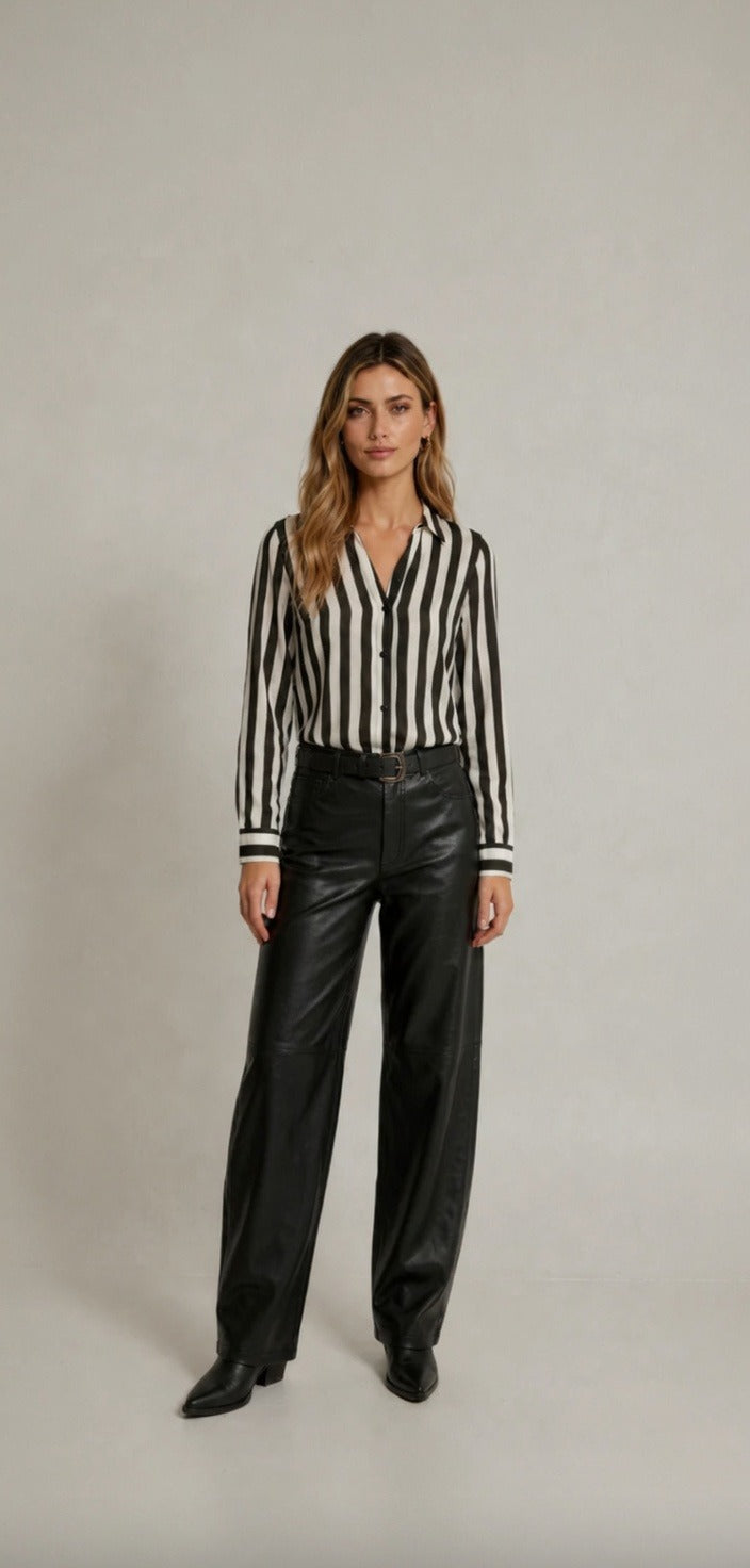 PANTALÓN CUERO BUGGY NEGRO -10% DCTO.