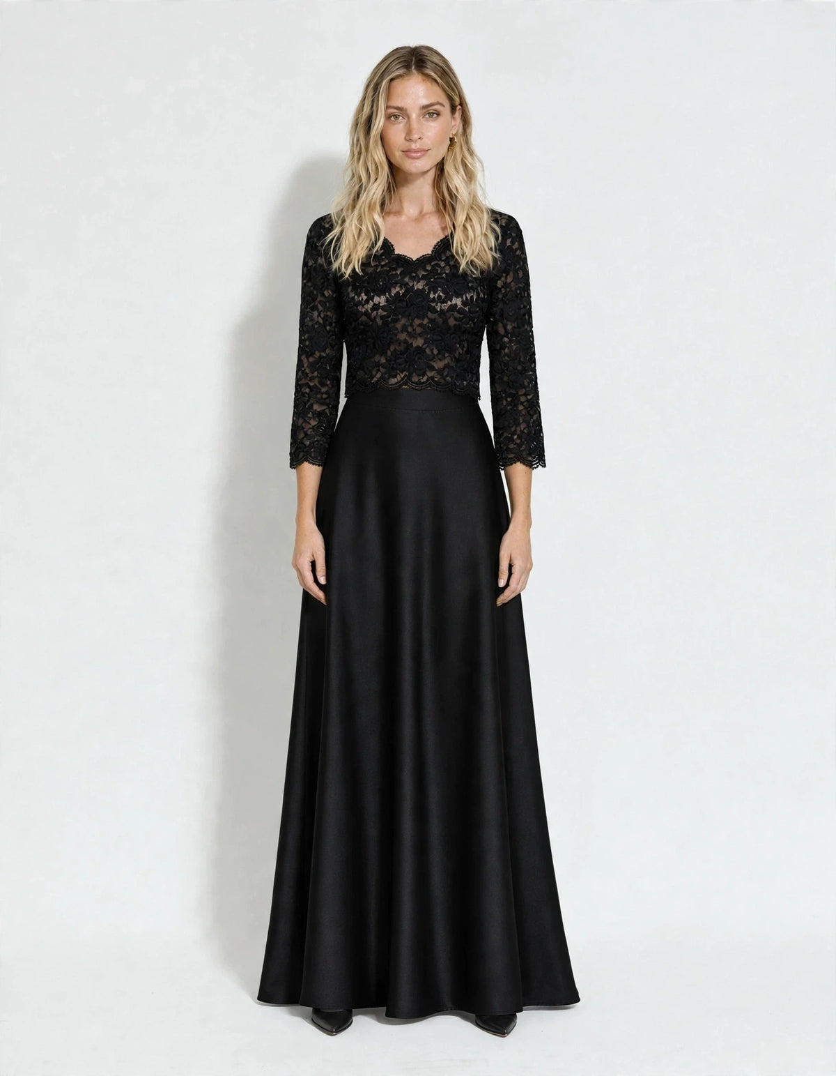 FALDA LARGA ELEGANTE RAZO NEGRO