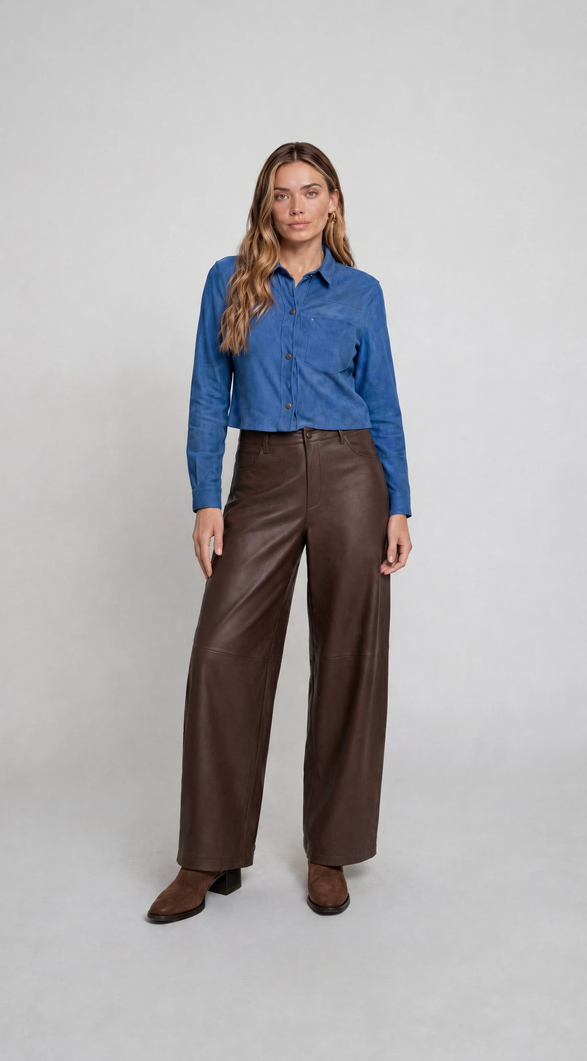 PANTALON CUERO BUGGY CHOCOLATE.